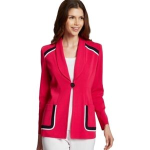 Misook cherry kint blazer jacket one button size 3x pink